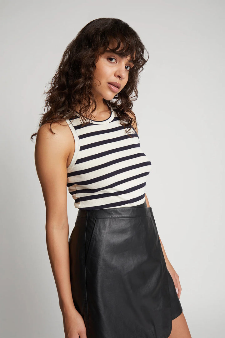 Munthe Ommei Gestreepte Top – Navy-100% katoen-DAMES TOPS & BLOUSES-Blauw