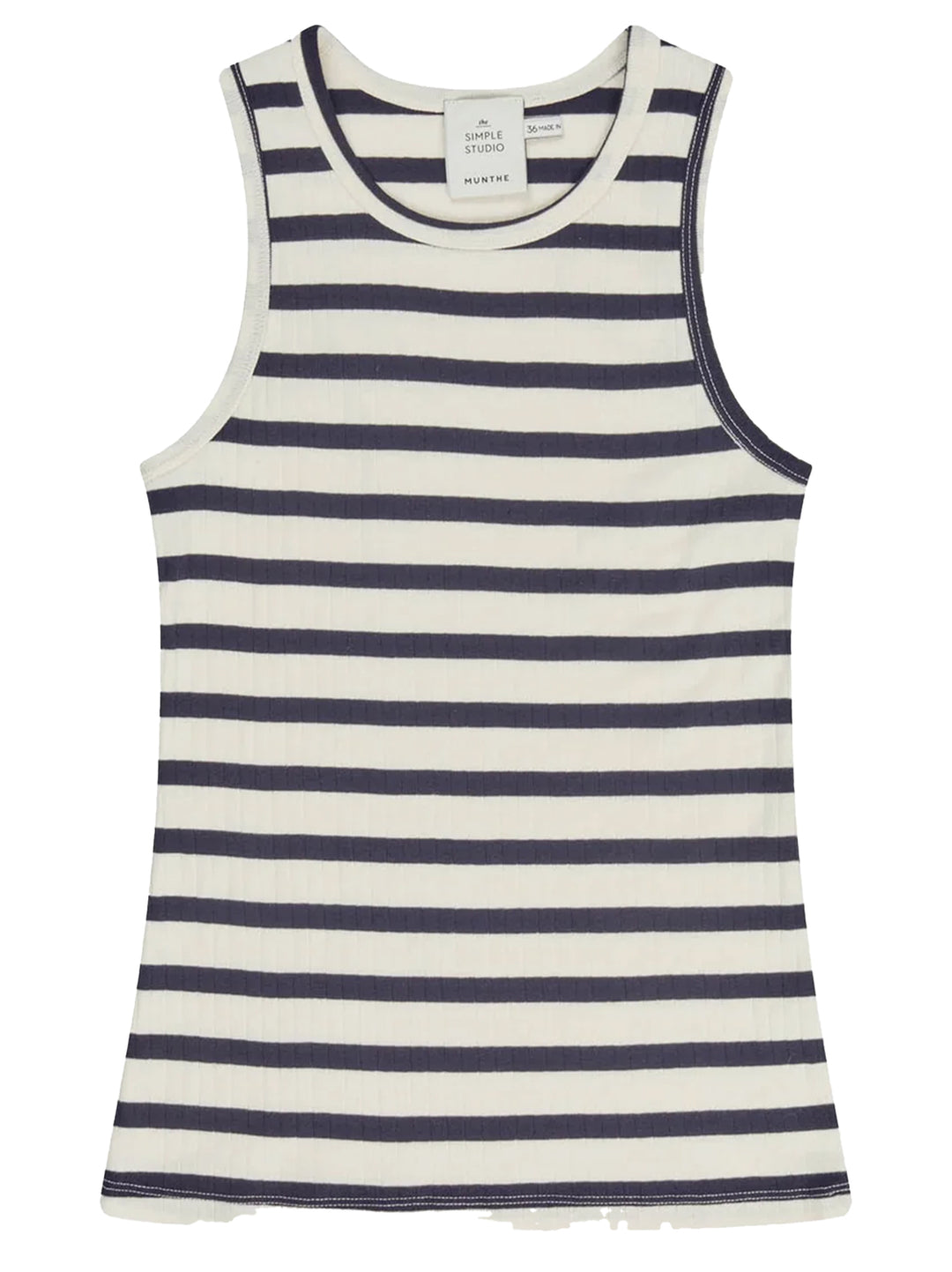 Munthe Ommei Gestreepte Top – Navy-100% katoen-DAMES TOPS & BLOUSES-Blauw