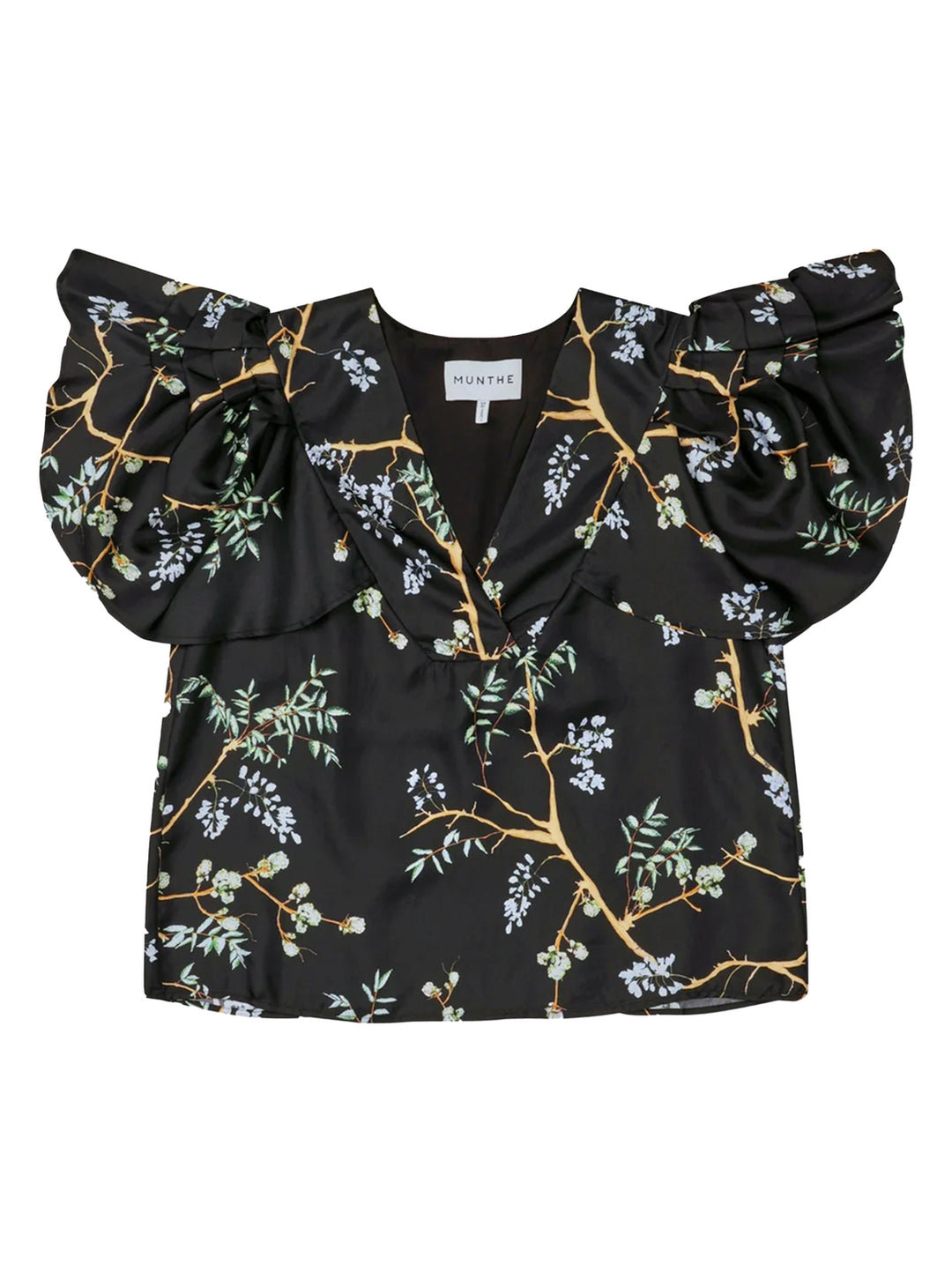 MUNTHE OPI SILK top-65% Organic Cotton / 35% Polyester-DAMES TOPS & BLOUSES-Zwart