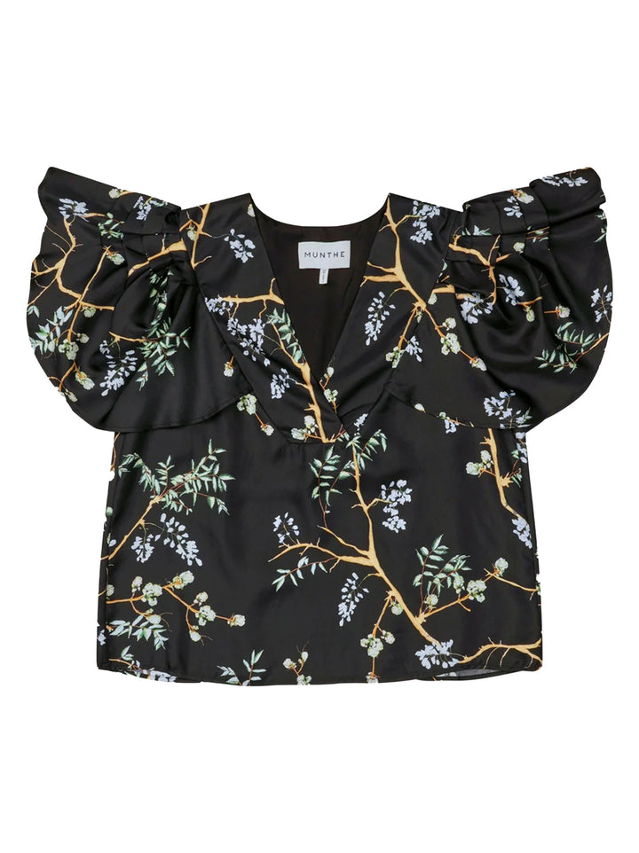 MUNTHE OPI SILK top-65% Organic Cotton / 35% Polyester-DAMES TOPS & BLOUSES-Zwart