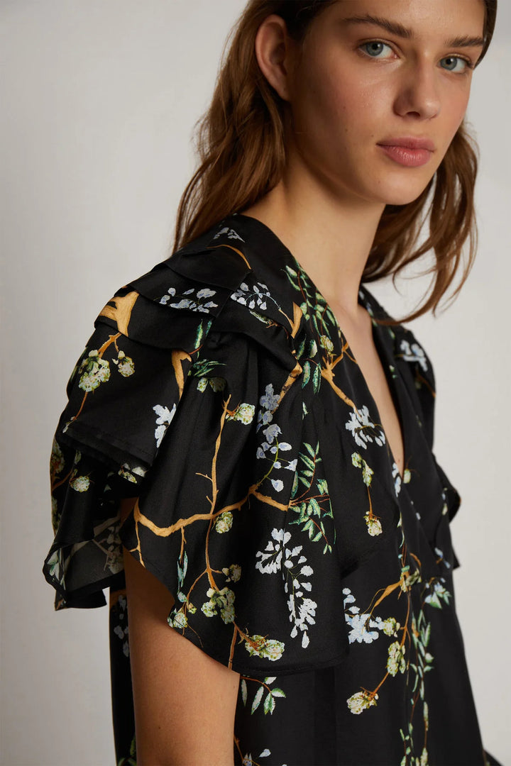 MUNTHE OPI SILK top-65% Organic Cotton / 35% Polyester-DAMES TOPS & BLOUSES-Zwart