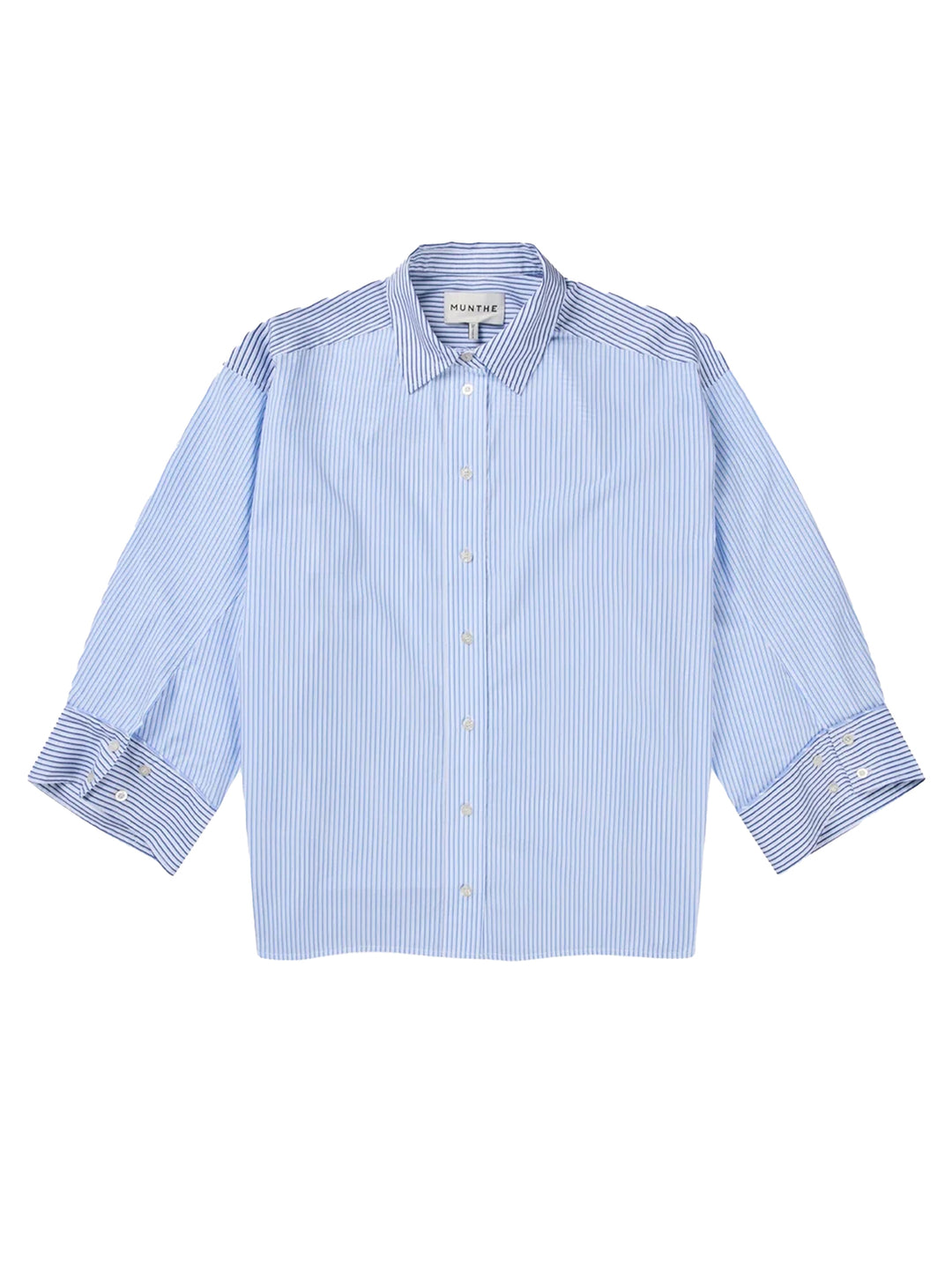 MUNTHE oversized blouse FILBERTO-100% katoen-DAMES TOPS & BLOUSES-Blauw