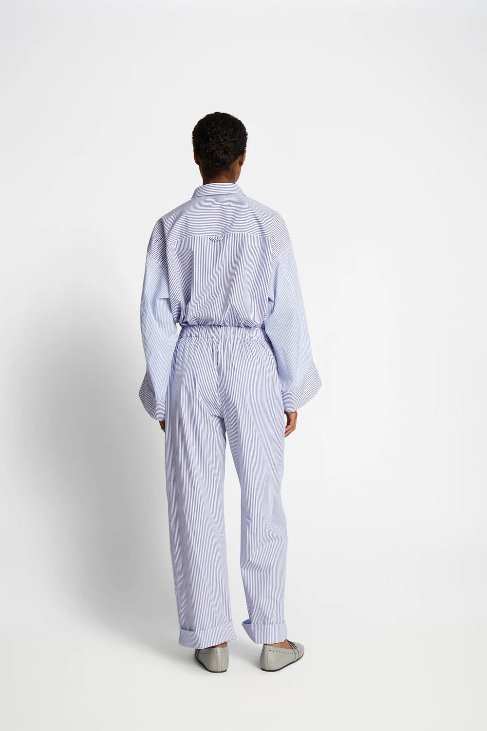 MUNTHE oversized blouse FILBERTO-100% katoen-DAMES TOPS & BLOUSES-Blauw