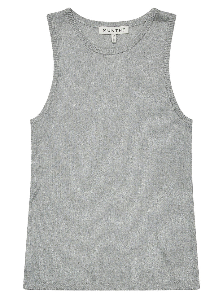 MUNTHE Parkster Top – Silver-70% viskose, 30% polyester-DAMES TOPS & BLOUSES-Zilver