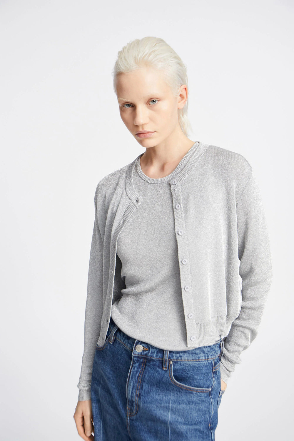 MUNTHE Parkster Top – Silver-70% viskose, 30% polyester-DAMES TOPS & BLOUSES-Zilver