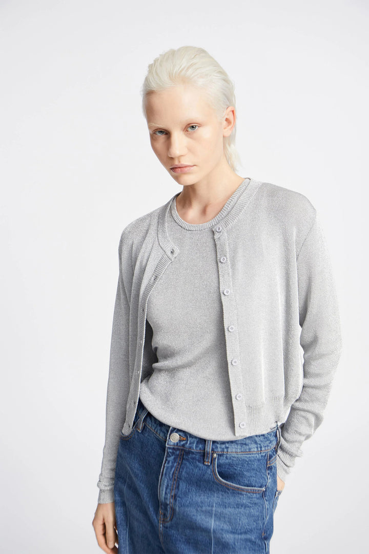 MUNTHE Parkster Top – Silver-70% viskose, 30% polyester-DAMES TOPS & BLOUSES-Zilver