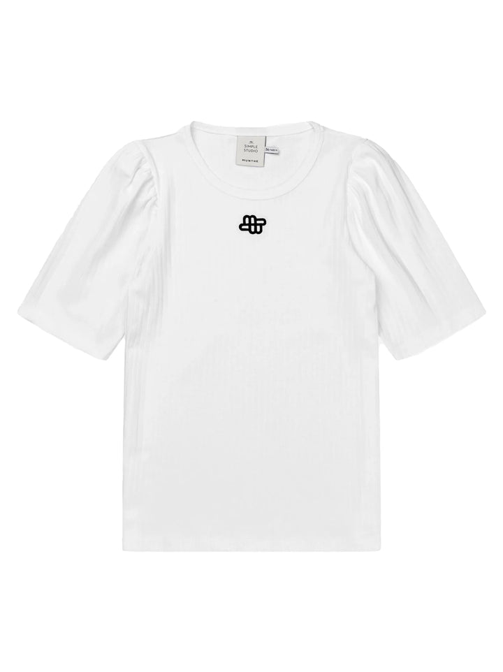 MUNTHE Parsa mix T‑shirt korte mouw – Wit-100% katoen-DAMES TOPS & BLOUSES-Wit