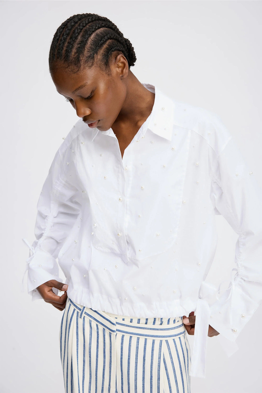 MUNTHE Phebe Blouse – White-97% katoen, 3% elasthaan-DAMES TOPS & BLOUSES-Wit