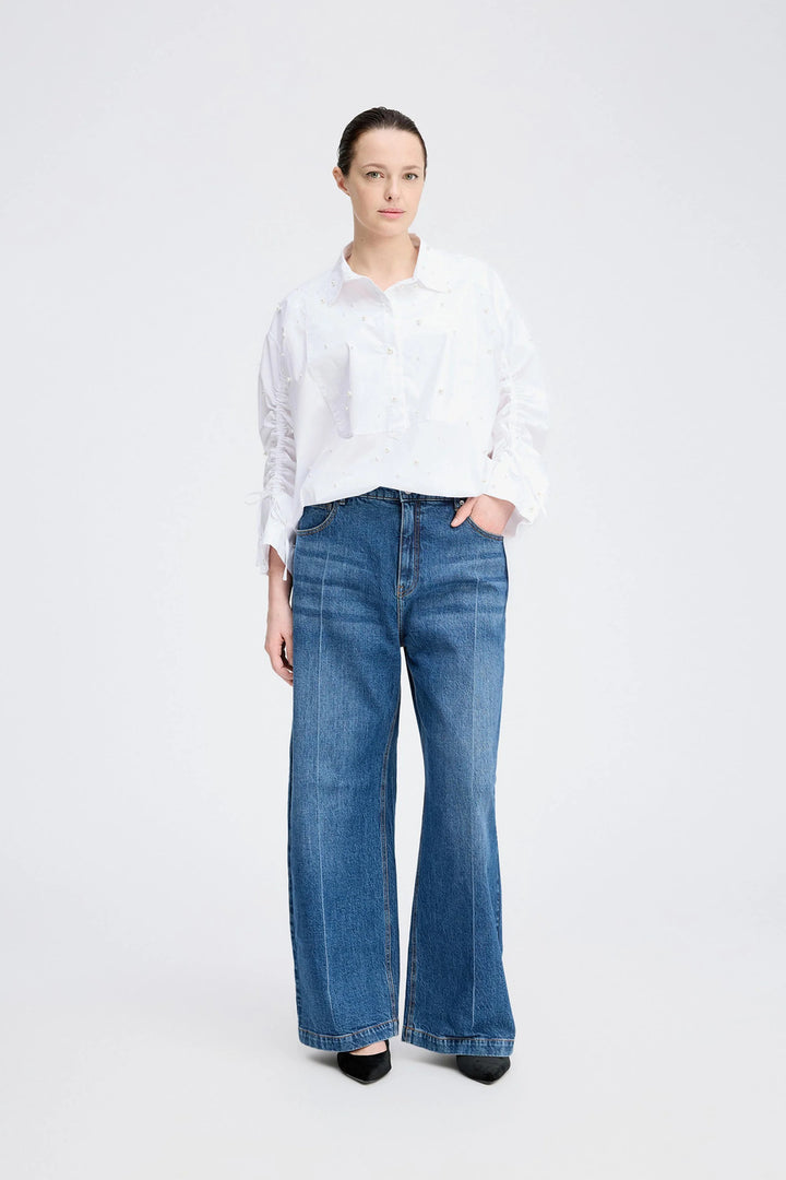 MUNTHE Phebe Blouse – White-97% katoen, 3% elasthaan-DAMES TOPS & BLOUSES-Wit