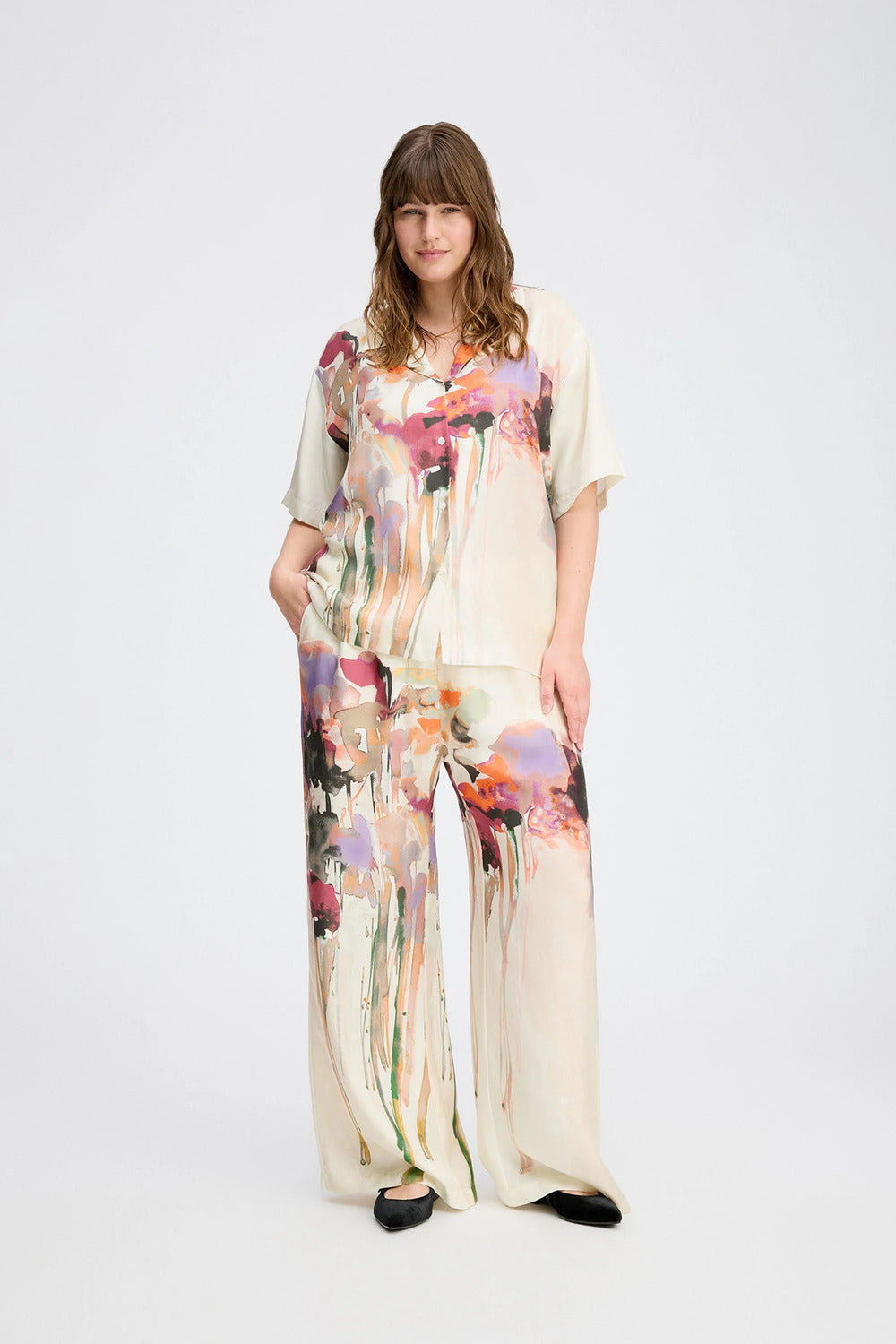 MUNTHE Piane Blouse Korte Mouw – Beige-100% zijde-DAMES TOPS & BLOUSES-Beige