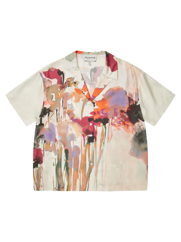 MUNTHE Piane Blouse Korte Mouw – Beige-100% zijde-DAMES TOPS & BLOUSES-Beige