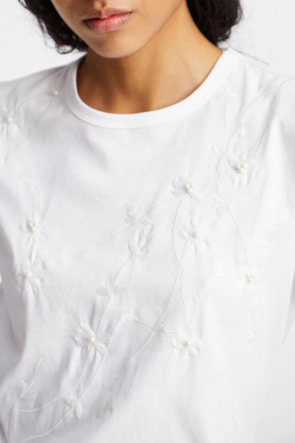 MUNTHE Piris T-shirt – White-100% katoen-DAMES TOPS & BLOUSES-Wit