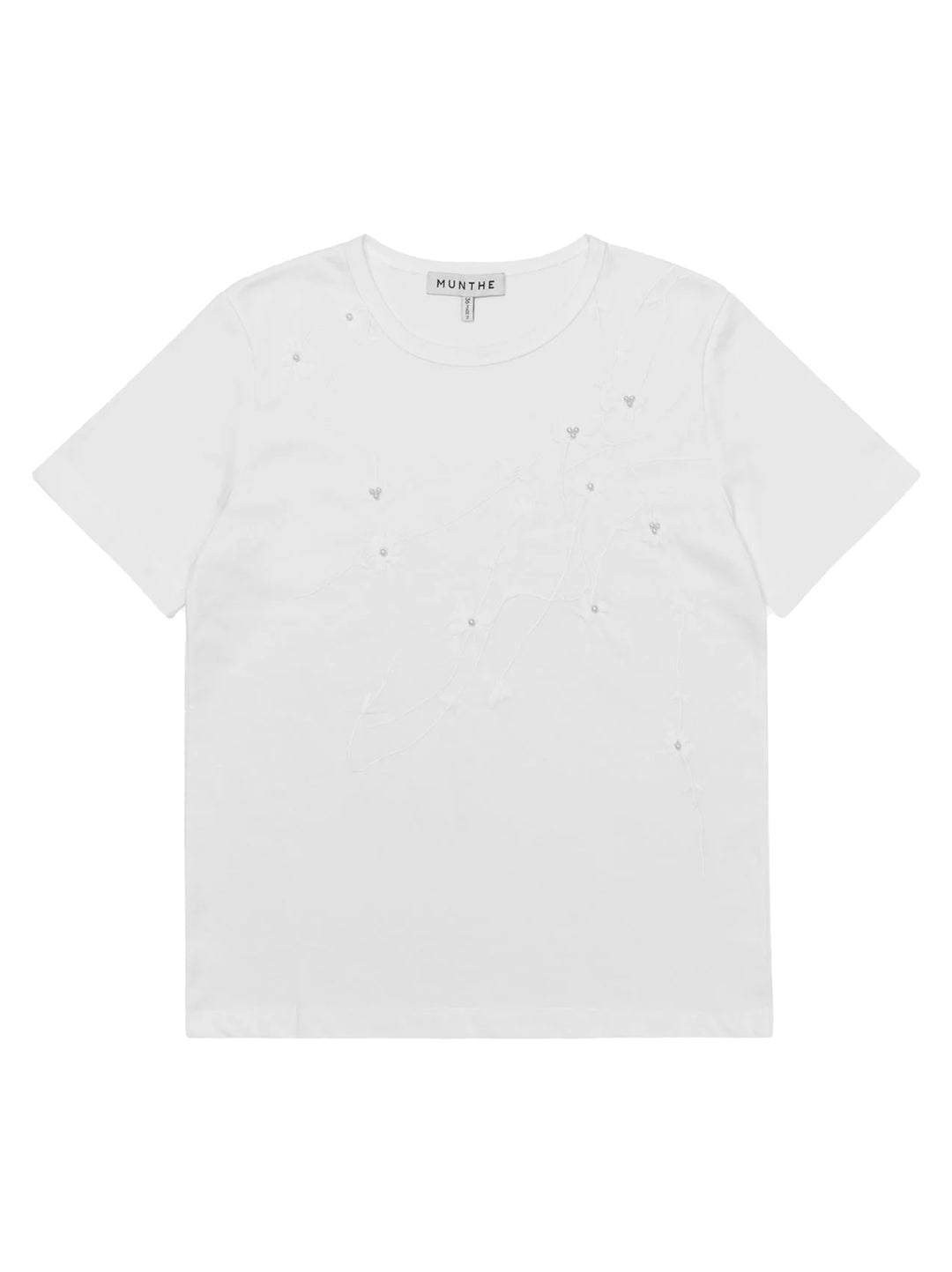 MUNTHE Piris T-shirt – White-100% katoen-DAMES TOPS & BLOUSES-Wit