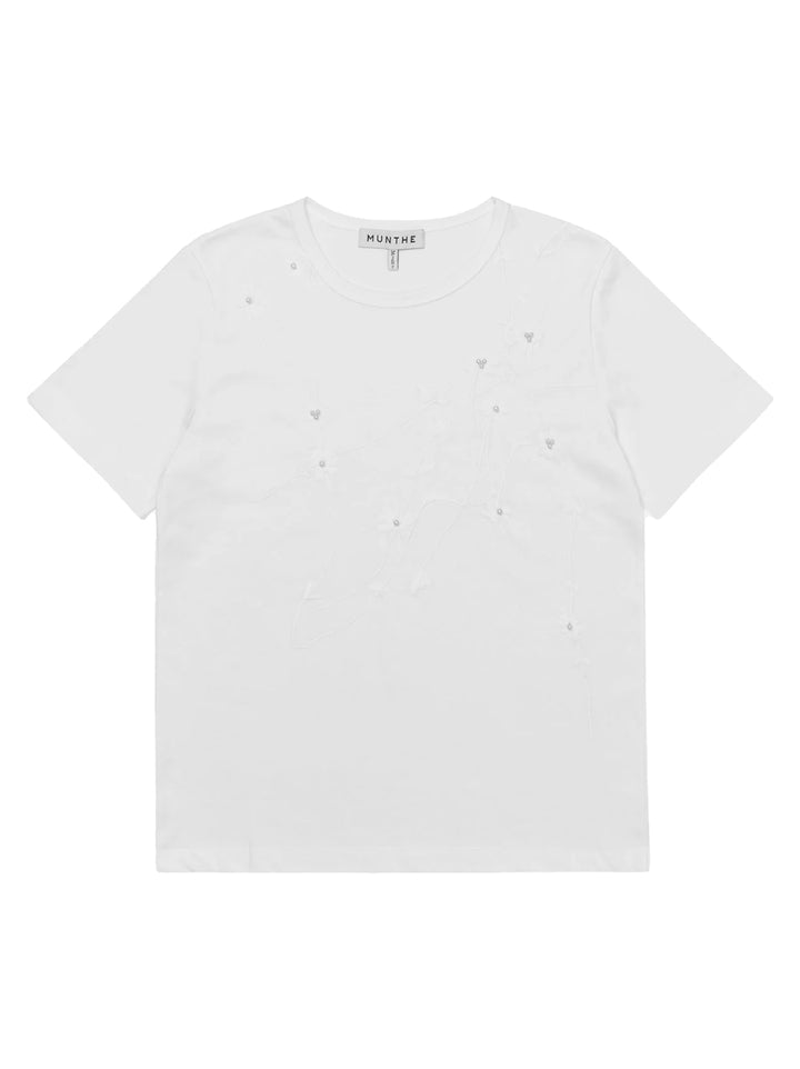 MUNTHE Piris T-shirt – White-100% katoen-DAMES TOPS & BLOUSES-Wit