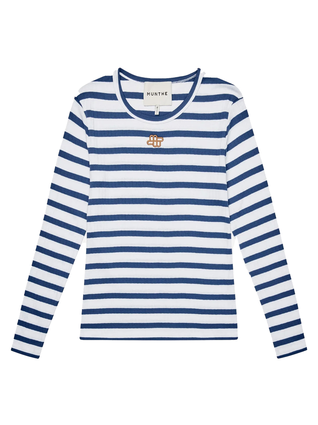 MUNTHE Pote T-shirt Lange Mouw – Blauw-100% katoen-DAMES TOPS & BLOUSES-Blauw