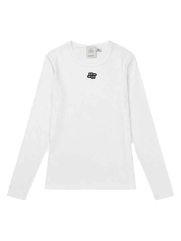 MUNTHE Pote T‑shirt lange mouw – Wit-100% katoen-DAMES TOPS & BLOUSES-Wit