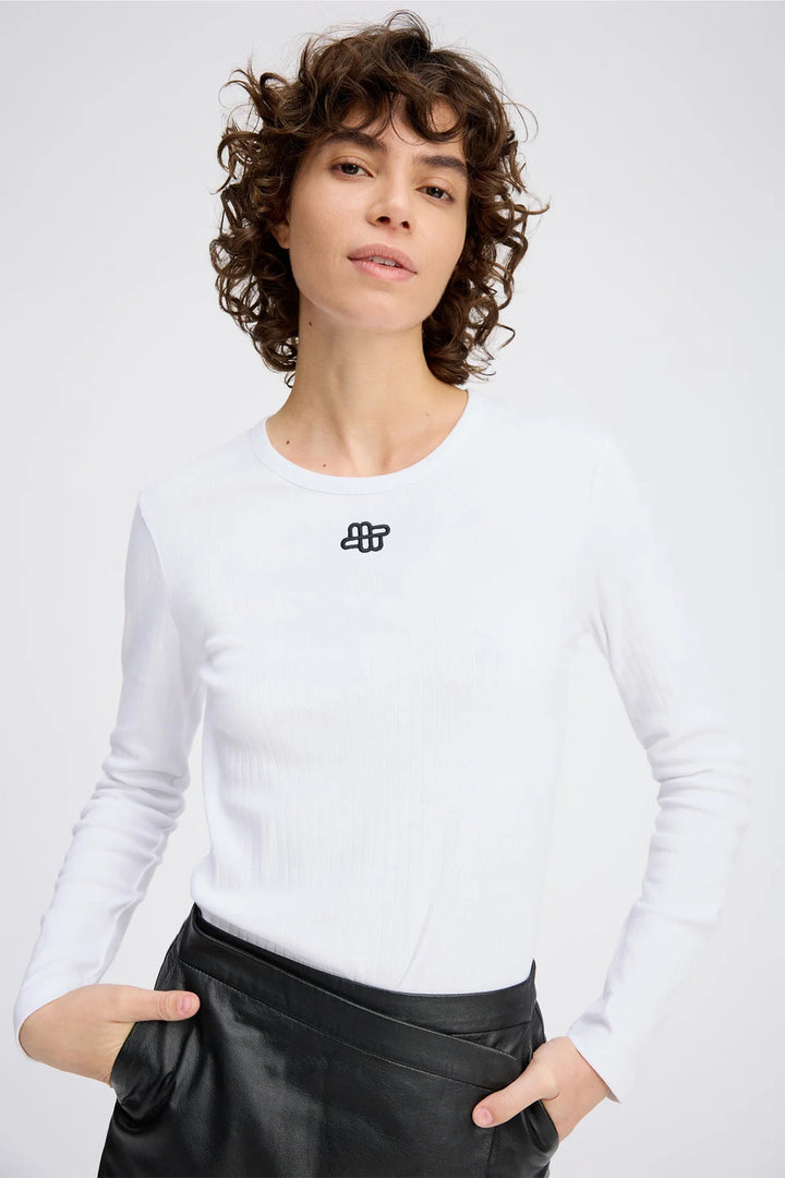 MUNTHE Pote T‑shirt lange mouw – Wit-100% katoen-DAMES TOPS & BLOUSES-Wit