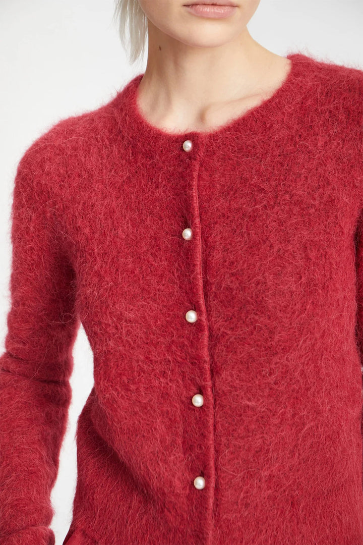 MUNTHE Povilla Vest – Bordeaux-55% alpaca, 19% polyamide, 24% polyacryl, 2% elasthaan-DAMES TRUIEN & VESTEN-Rood