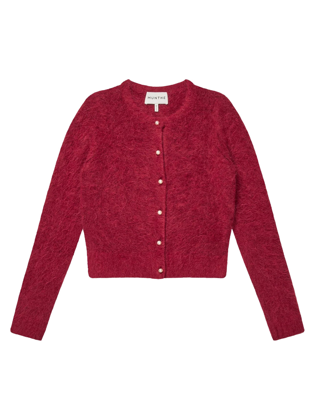 MUNTHE Povilla Vest – Bordeaux-55% alpaca, 19% polyamide, 24% polyacryl, 2% elasthaan-DAMES TRUIEN & VESTEN-Rood