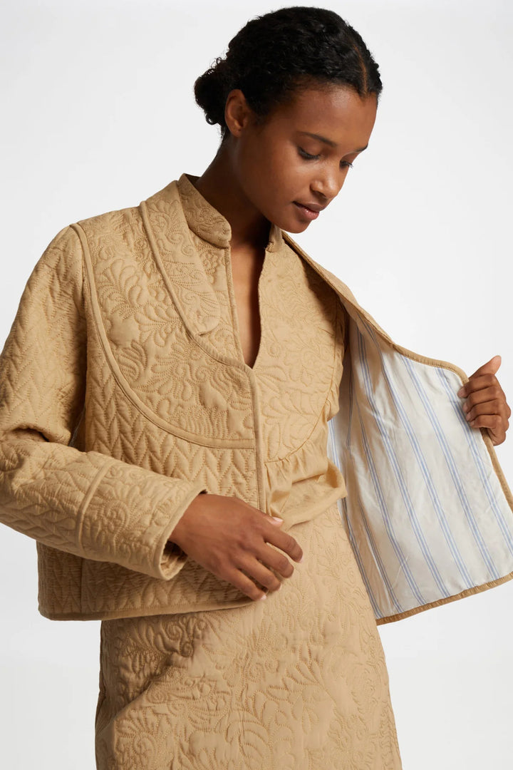 MUNTHE Quilted jas FLOSSIE-50% katoen, 50% linnen-DAMES JASSEN & JACKS-Beige