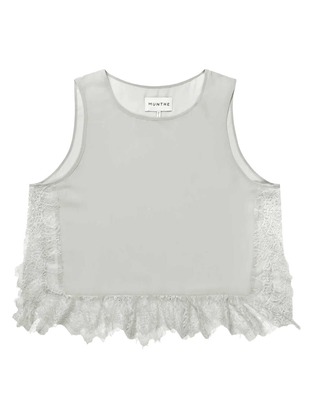 MUNTHE Rach Top – Grijs-100% katoen <br />Lace: 100% polyamide-DAMES TOPS & BLOUSES-Grijs