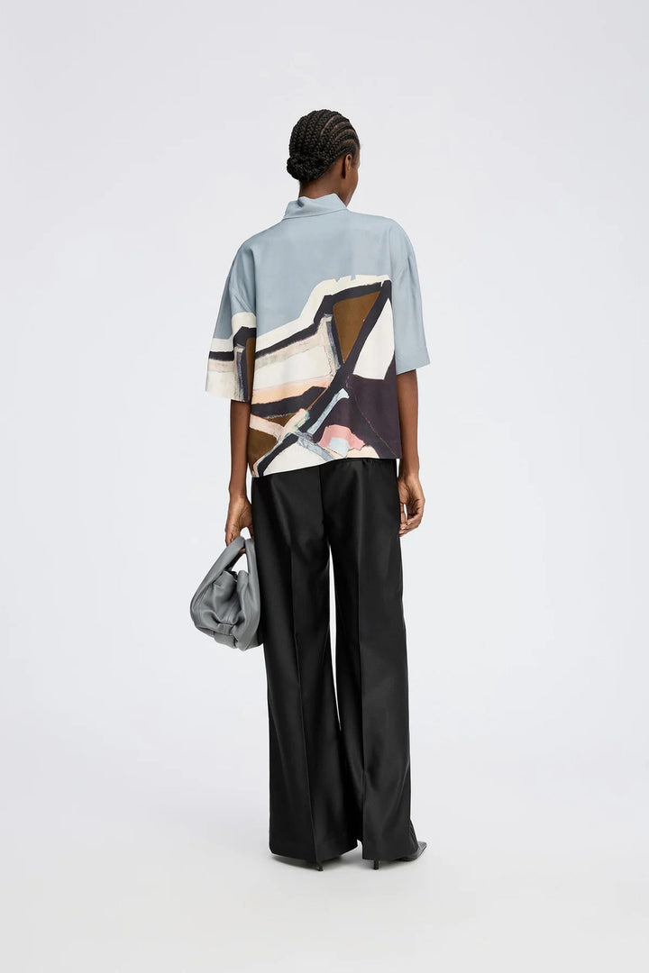 MUNTHE Roger Blouse Korte Mouw – Grijs-100% viscose-DAMES TOPS & BLOUSES-Grijs