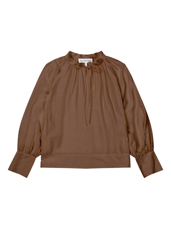 Munthe Roseberger Top – Mocca-80% viscose, 20% zijde-DAMES TOPS & BLOUSES-Bruin