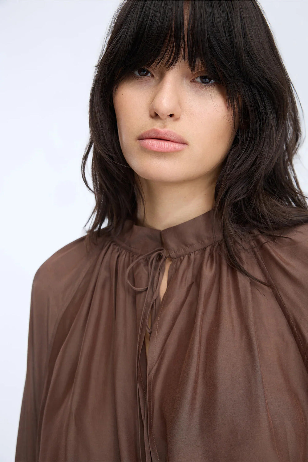 Munthe Roseberger Top – Mocca-80% viscose, 20% zijde-DAMES TOPS & BLOUSES-Bruin