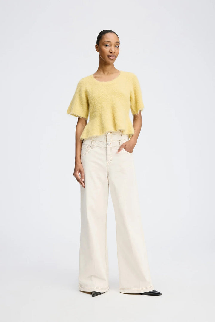 MUNTHE Rylaline Trui – Geel-55% alpaca, 19% polyamide, 24% acrylic, 2% elastaan-DAMES TRUIEN & VESTEN-Geel