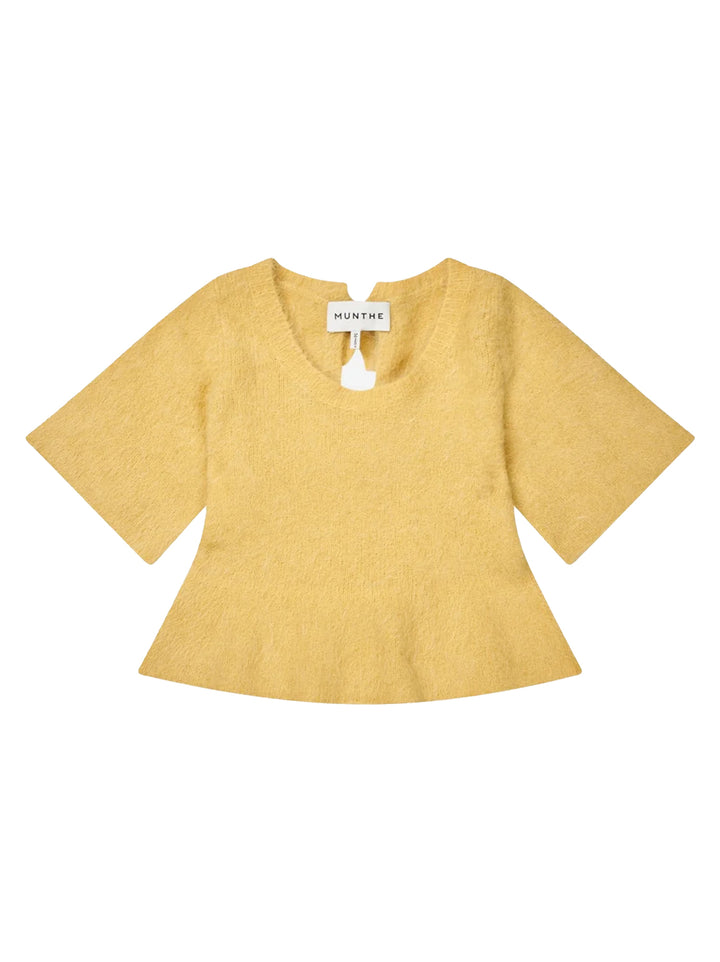 MUNTHE Rylaline Trui – Geel-55% alpaca, 19% polyamide, 24% acrylic, 2% elastaan-DAMES TRUIEN & VESTEN-Geel