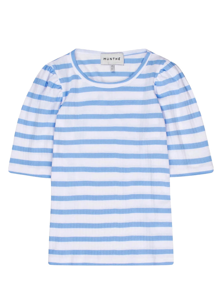 MUNTHE t-shirt JIKOLAZ light blue-100% biologisch katoen-DAMES TOPS & BLOUSES-Blauw