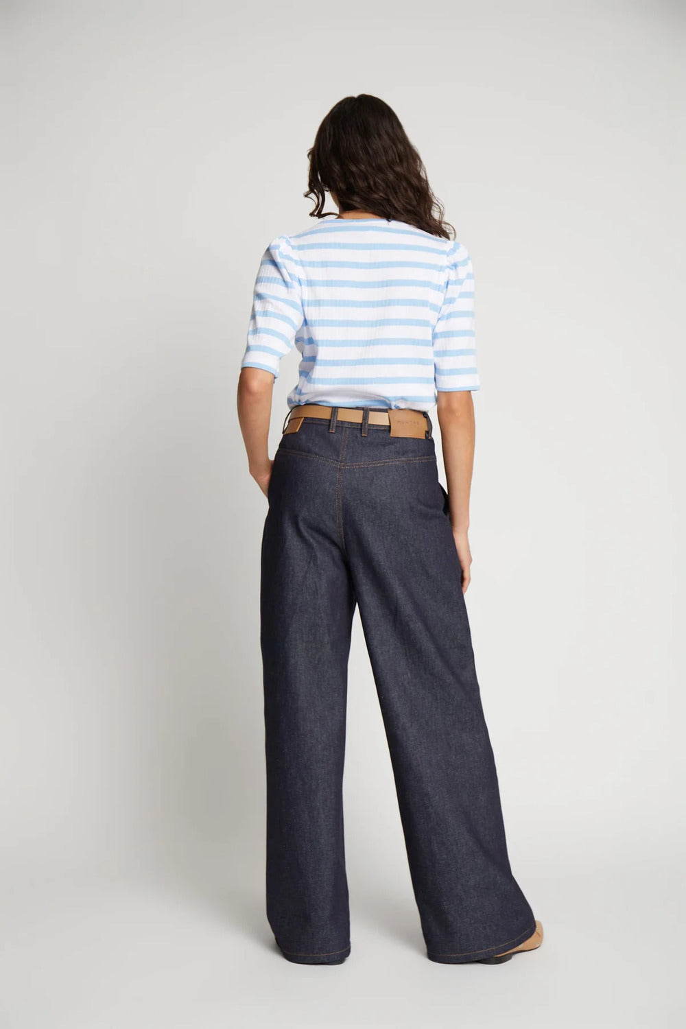 MUNTHE t-shirt JIKOLAZ light blue-100% biologisch katoen-DAMES TOPS & BLOUSES-Blauw