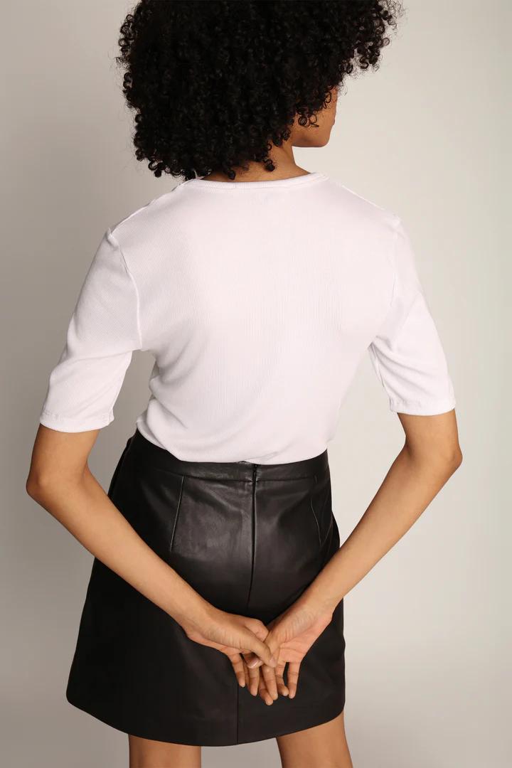 MUNTHE T-shirt MUTULA-95% ecovero, 5% elasthaan-DAMES TOPS & BLOUSES-Wit