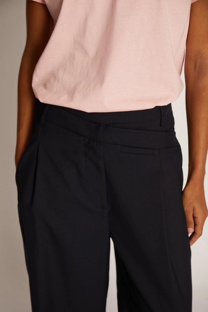 MUNTHE TALU pantalon navy-70% Wool / 30% Poly ester-DAMES BROEKEN-Blauw