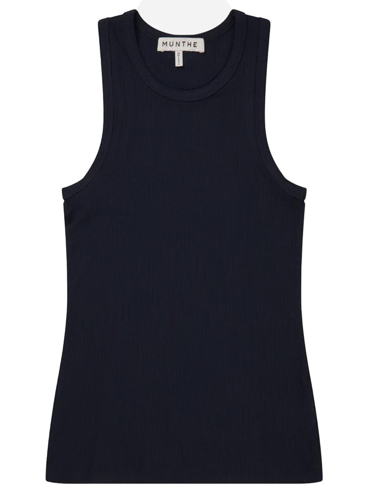 MUNTHE tanktop PEACH blauw-95% ecovero, 5% elasthaan-DAMES TOPS & BLOUSES-Blauw