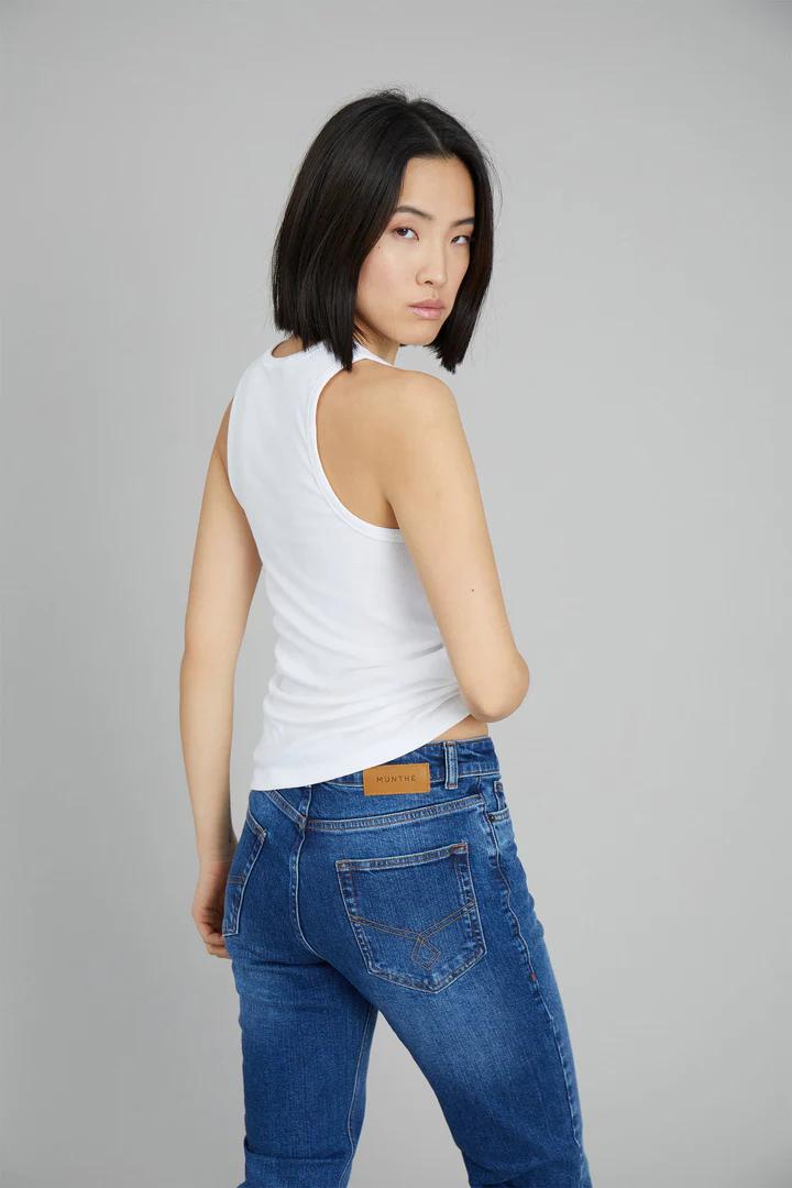 MUNTHE tanktop PEACH wit-95% ecovero, 5% elasthaan-DAMES TOPS & BLOUSES-Wit