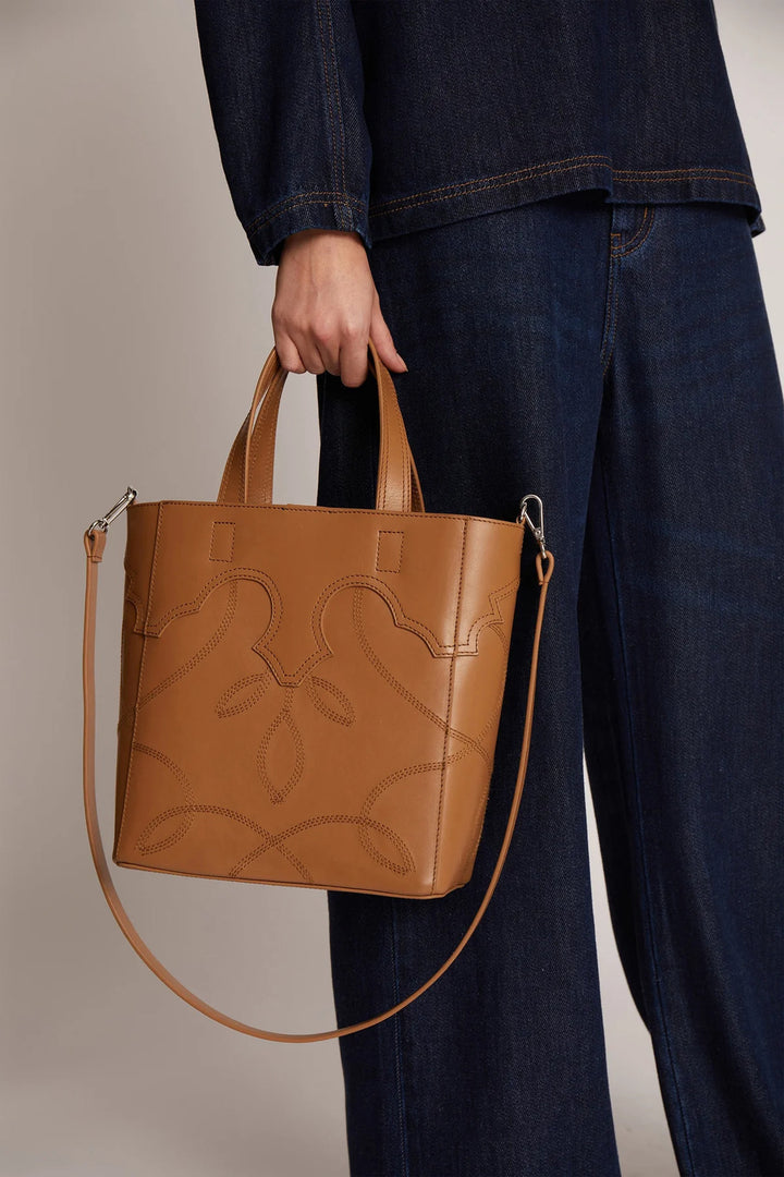 MUNTHE tas ESTELLA-100% leer-DAMES ACCESSOIRES-Bruin