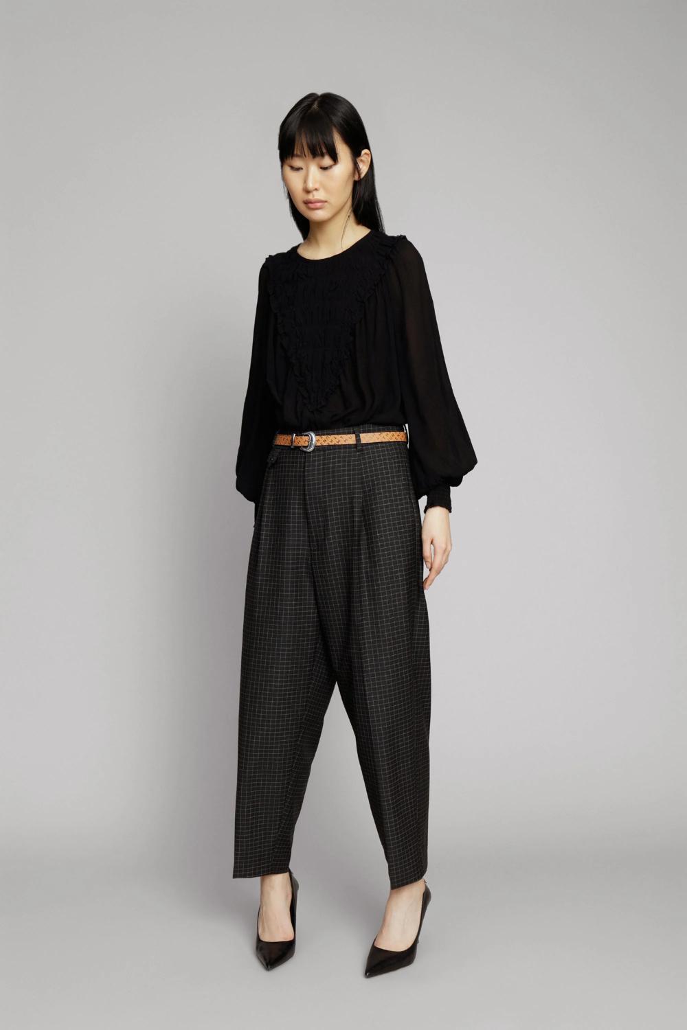 MUNTHE top EXPLAIN-54% Ecovero, 46% Viscose-DAMES TOPS & BLOUSES-Zwart