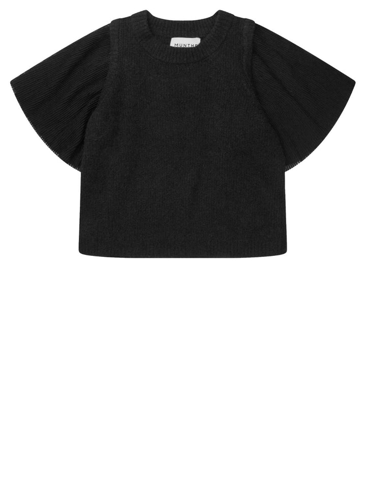 MUNTHE trui DEVOTED-15% alpaka, 25% polyester, 38% polyamide, 20% wol, 2% elasthaan-DAMES TRUIEN & VESTEN-Zwart