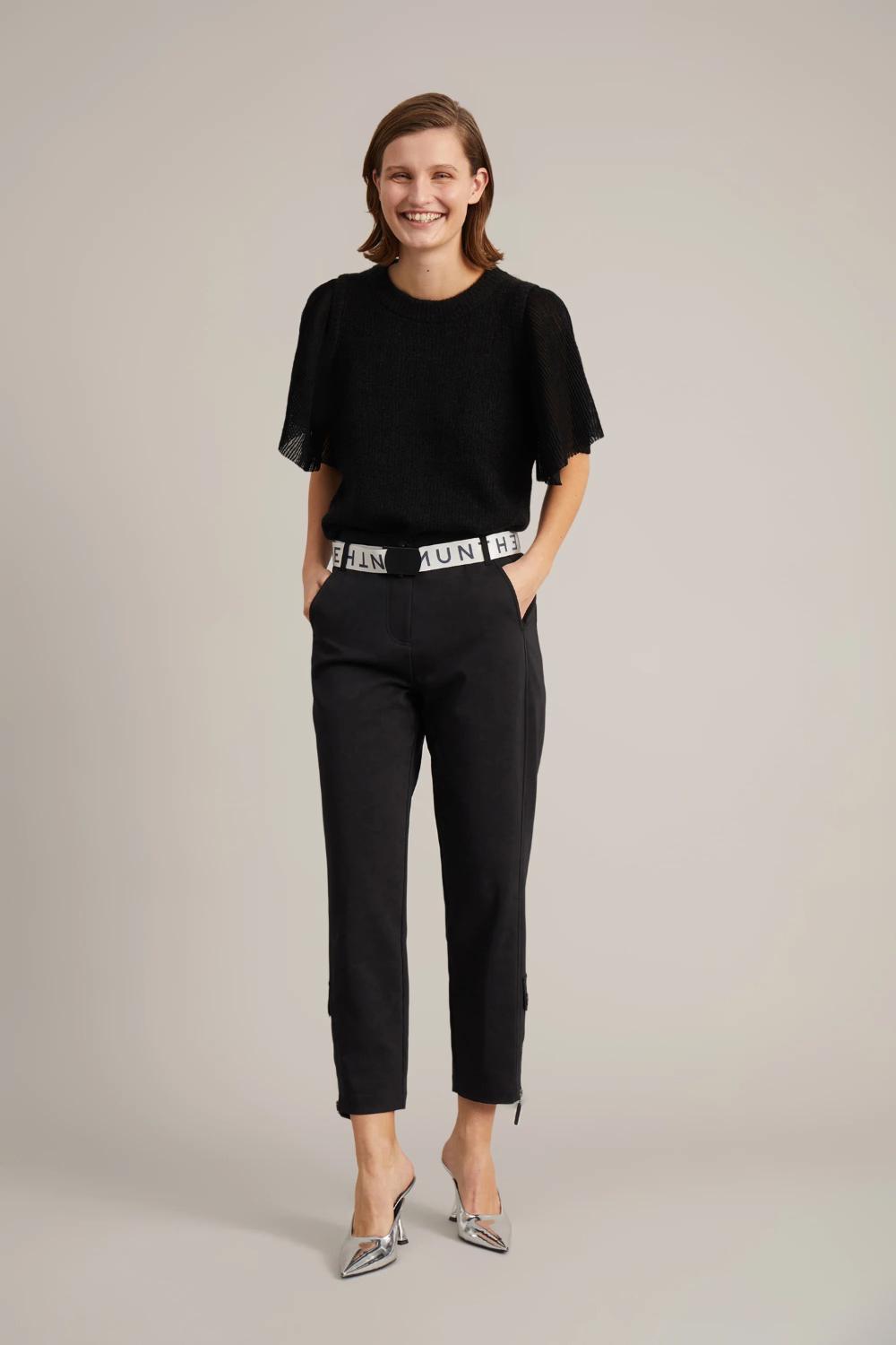 MUNTHE trui DEVOTED-15% alpaka, 25% polyester, 38% polyamide, 20% wol, 2% elasthaan-DAMES TRUIEN & VESTEN-Zwart