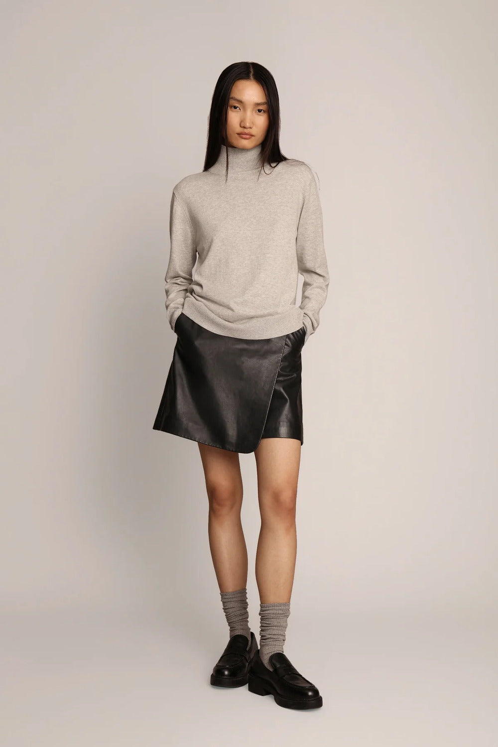 MUNTHE trui GOLDILOCK -55% RWS Extrafine Merino / 45% Cotton-DAMES TRUIEN & VESTEN-Grijs