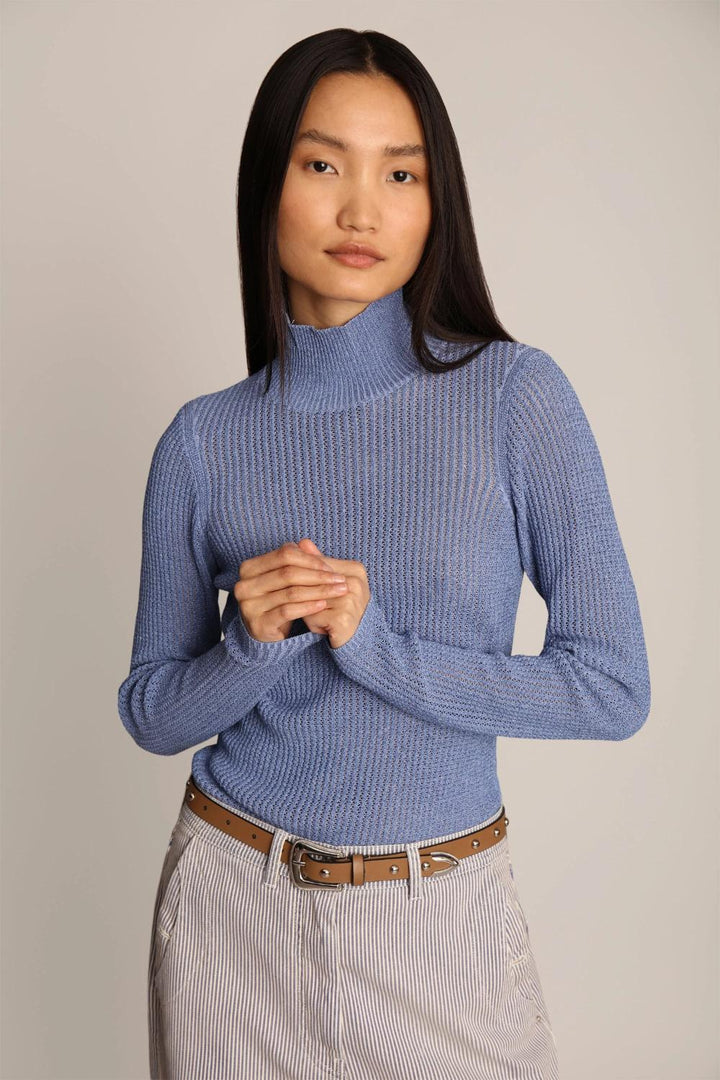 MUNTHE trui LIANDRA KNIT-68% katoen, 32% polyamide-DAMES TRUIEN & VESTEN-Blauw