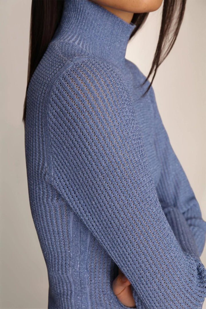 MUNTHE trui LIANDRA KNIT-68% katoen, 32% polyamide-DAMES TRUIEN & VESTEN-Blauw