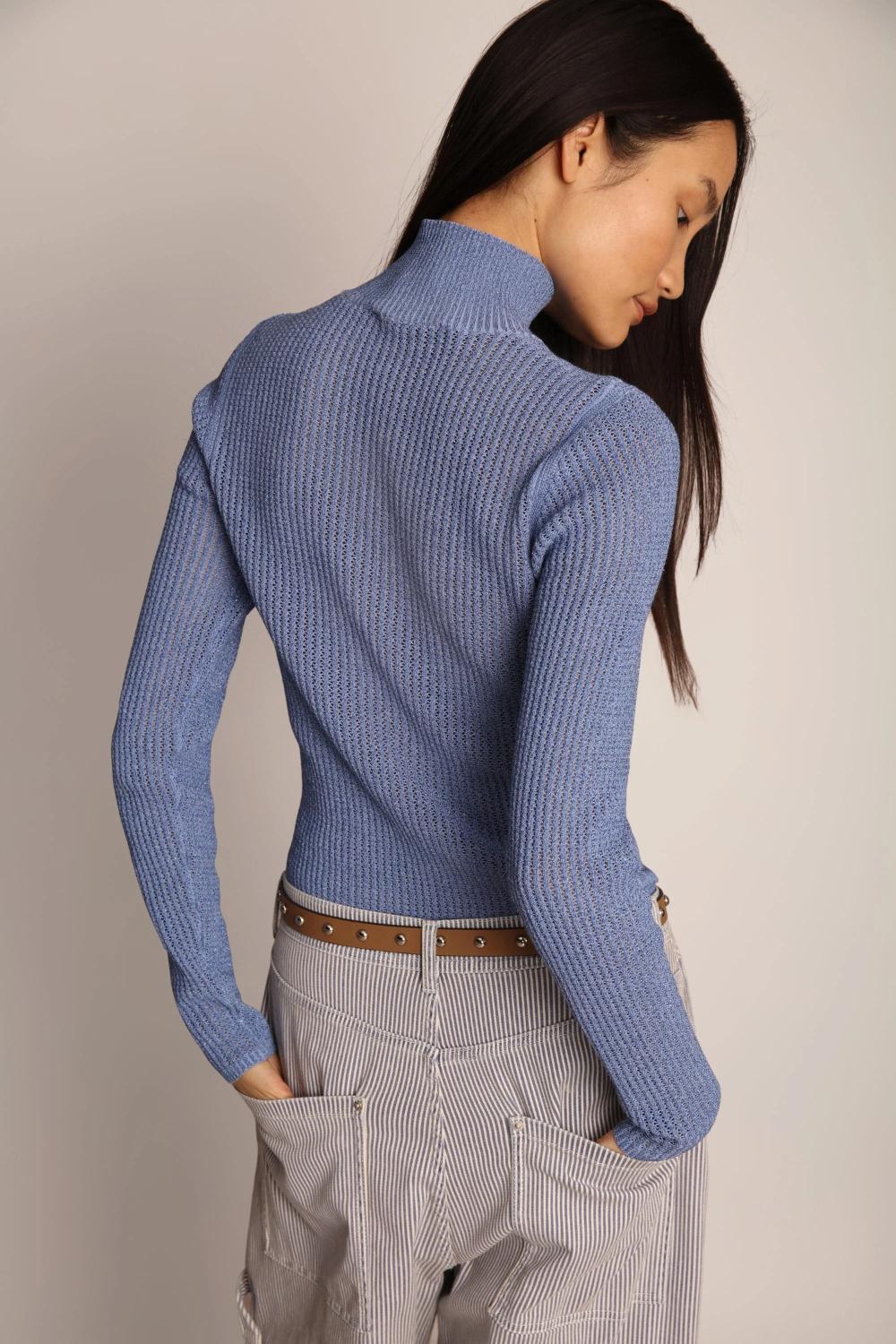 MUNTHE trui LIANDRA KNIT-68% katoen, 32% polyamide-DAMES TRUIEN & VESTEN-Blauw