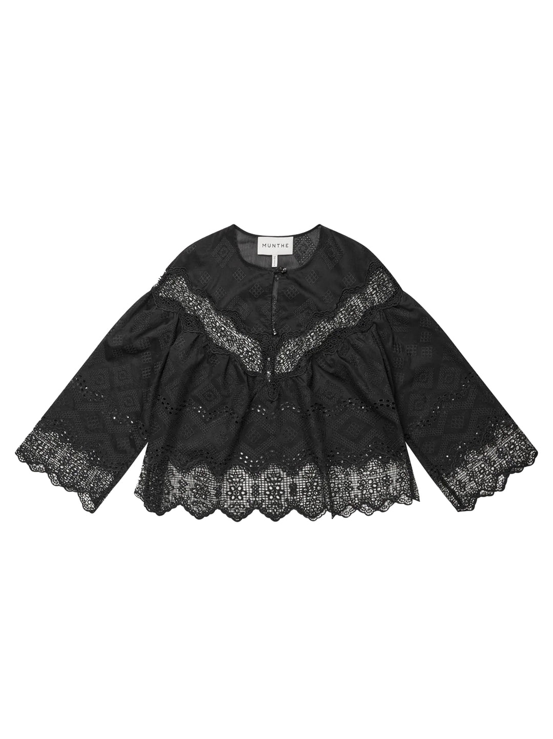 MUNTHE Valiance Top – Zwart-85% Lyocell / 15% Polyester-DAMES TOPS & BLOUSES-Zwart