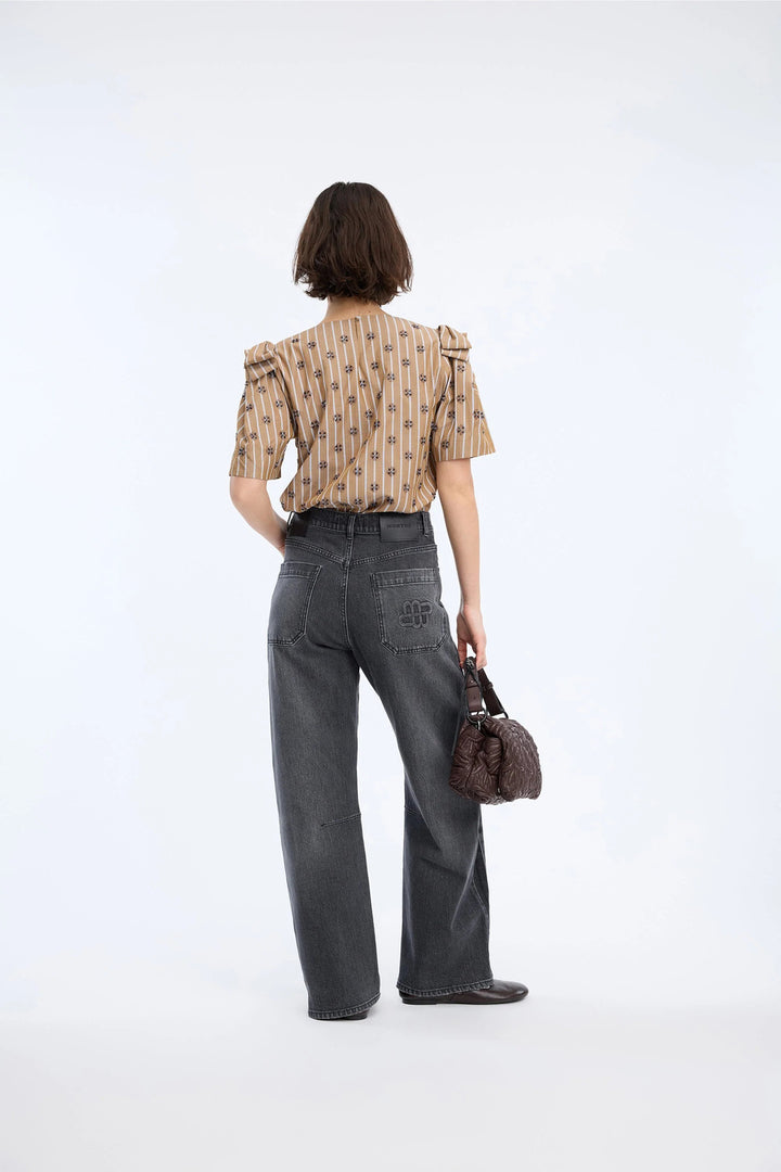 MUNTHE Vapouri Blouse – Goud-50% polyester, 50% katoen-DAMES TOPS & BLOUSES-Goud