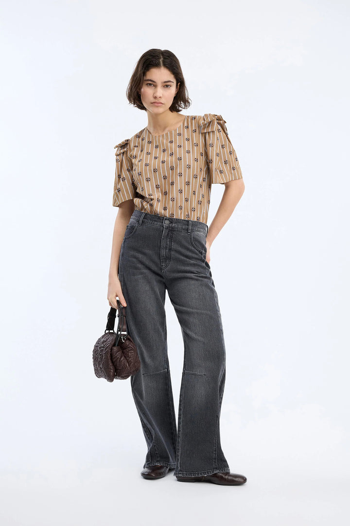 MUNTHE Vapouri Blouse – Goud-50% polyester, 50% katoen-DAMES TOPS & BLOUSES-Goud