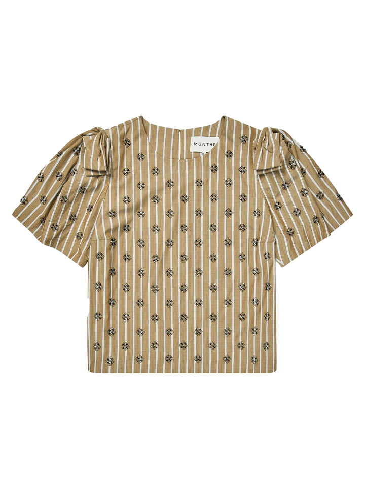 MUNTHE Vapouri Blouse – Goud-50% polyester, 50% katoen-DAMES TOPS & BLOUSES-Goud