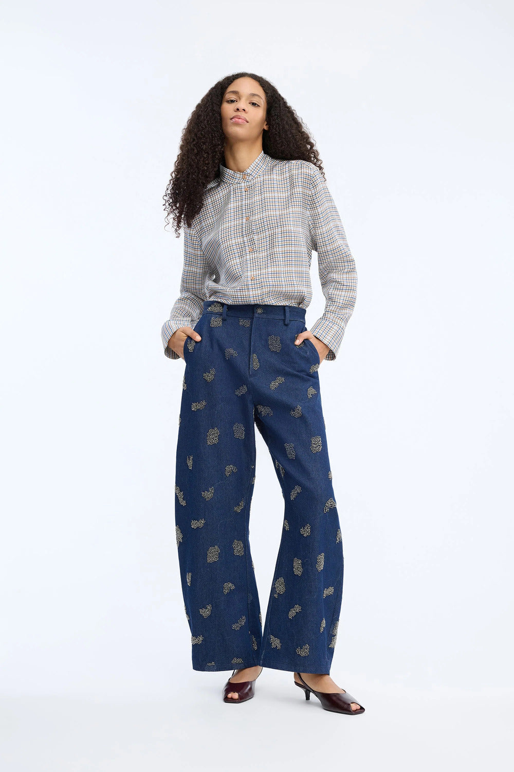 MUNTHE Veiling Blouse – Blauw-100% Viscose-DAMES TOPS & BLOUSES-Blauw