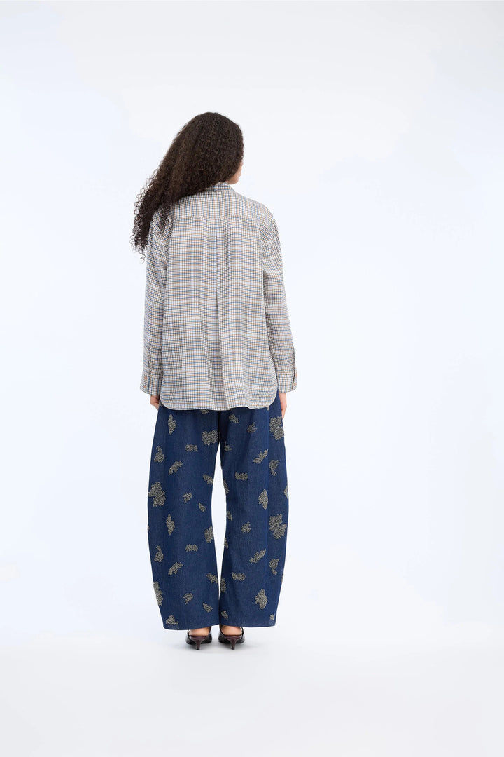 MUNTHE Veiling Blouse – Blauw-100% Viscose-DAMES TOPS & BLOUSES-Blauw